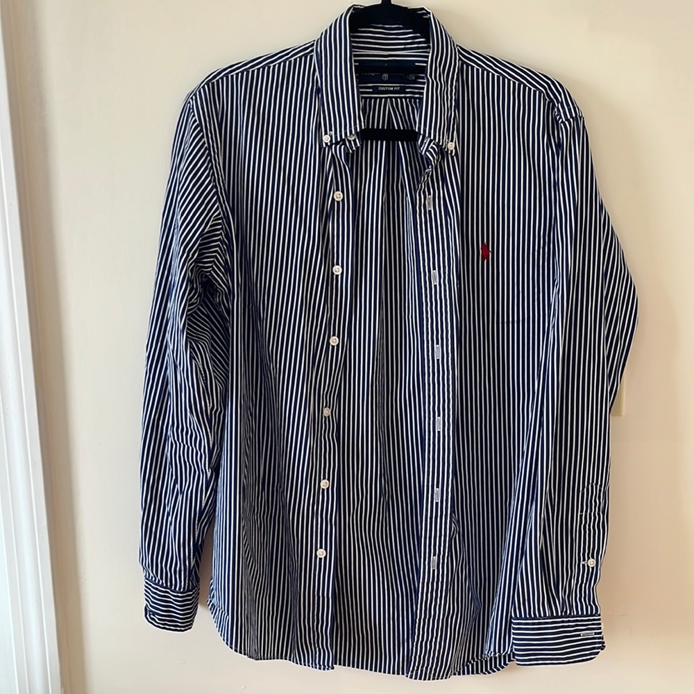 Ralph Lauren Blue and White Striped Shirt